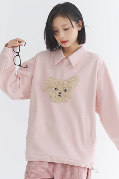 Gravity Museum Plush Puppy Sweatshirt - Women's Winter Comfort Top 2024