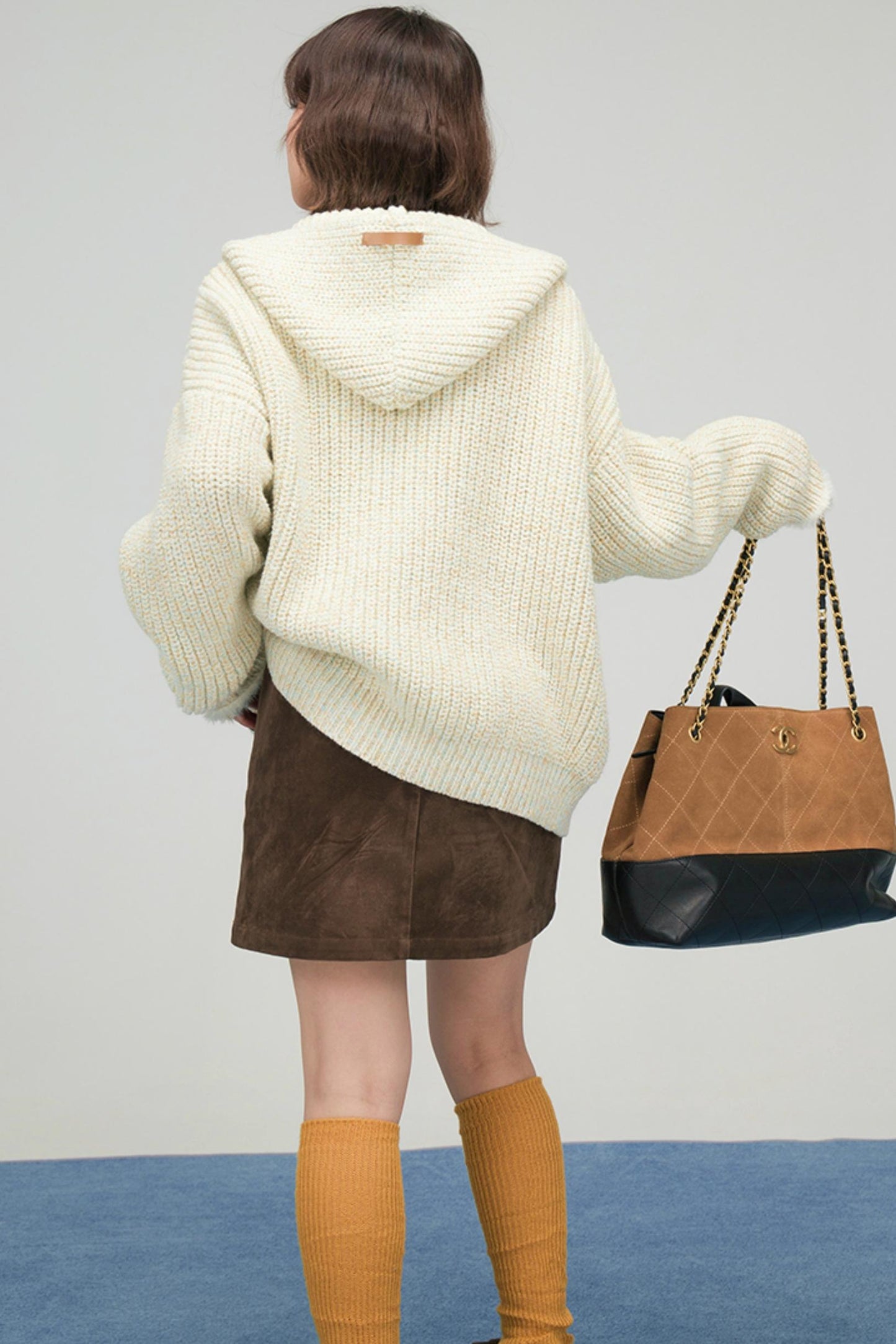 アプリコットニットジッパーカーディガン