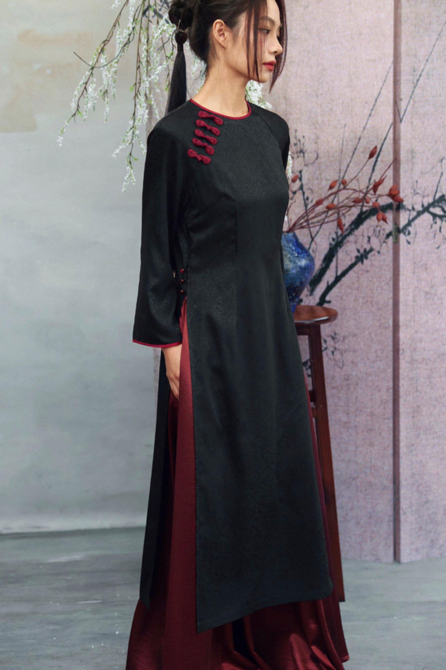 Jacquard Chinese-Style Long Shirt