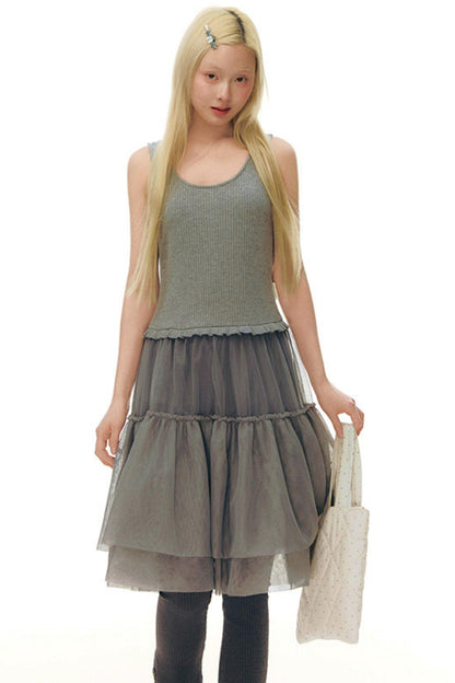 Robe chasuble en tulle Y2K