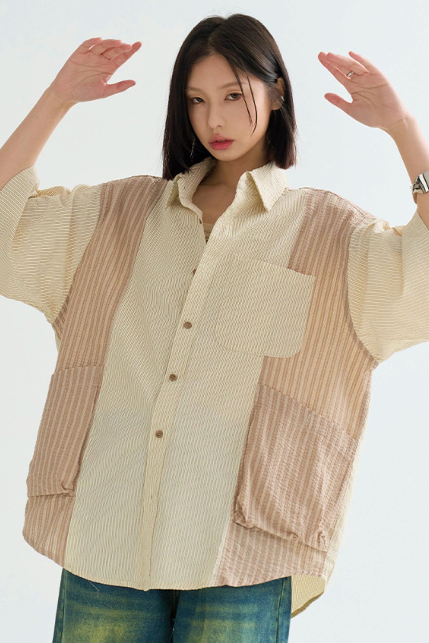 colorblock spliced shirt