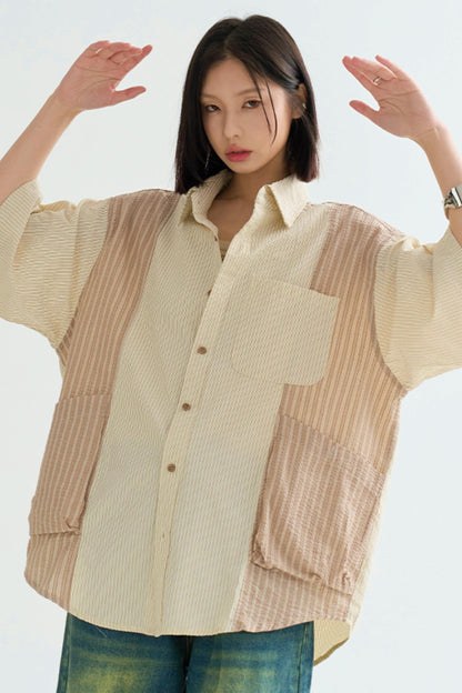 colorblock spliced shirt