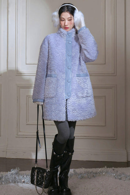 Matte Fleece Stand Collar Coat