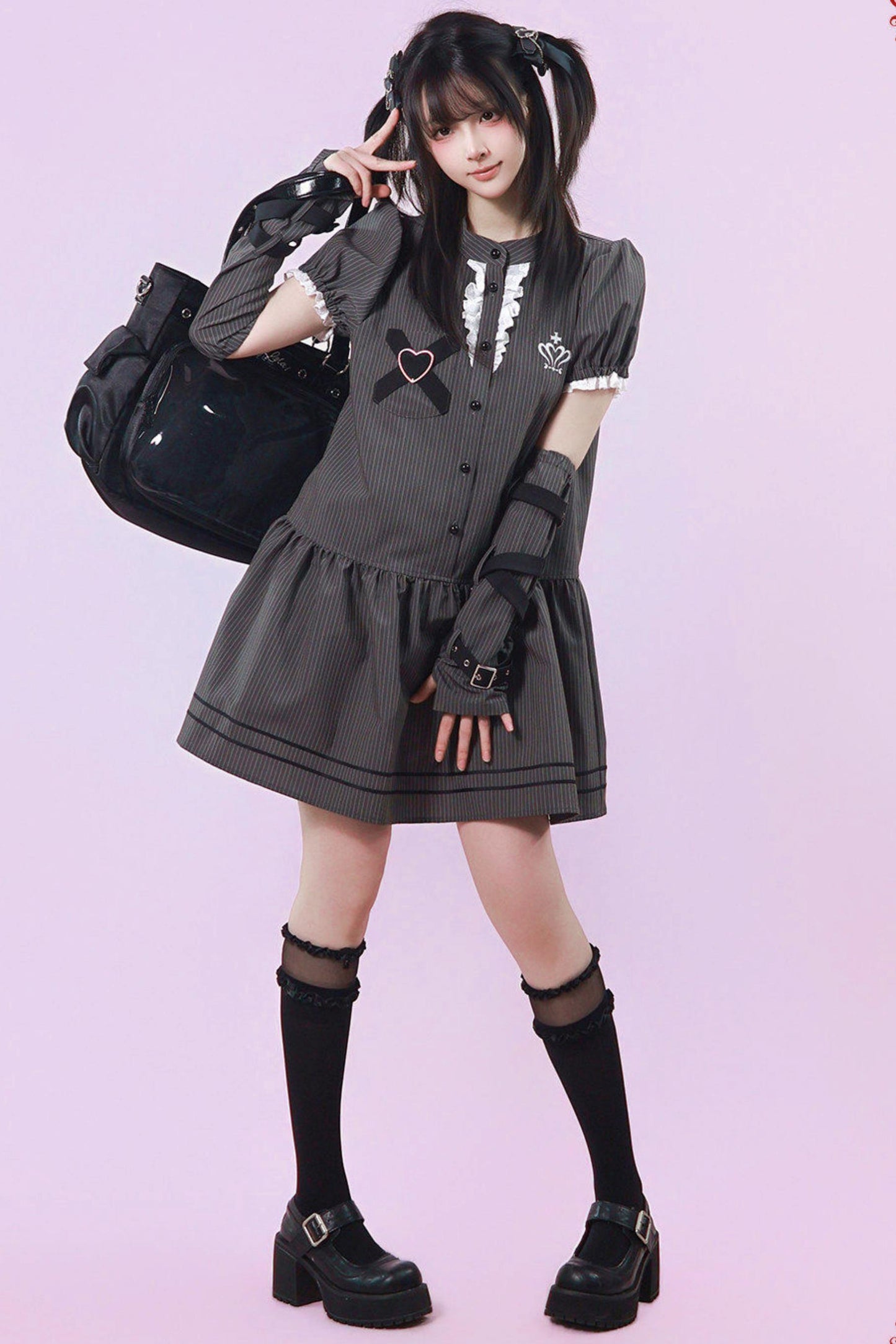 ハートリボンサブカル制服ワンピース