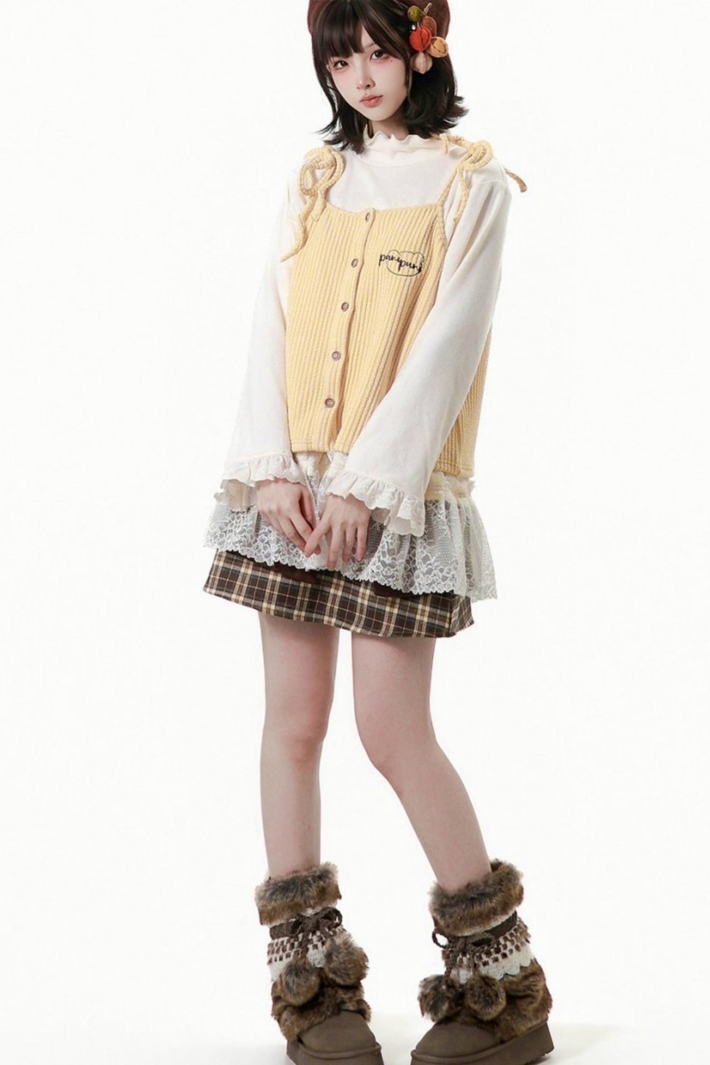 Milky Floral Jacket + Top + Skirt + Pants + Camisole