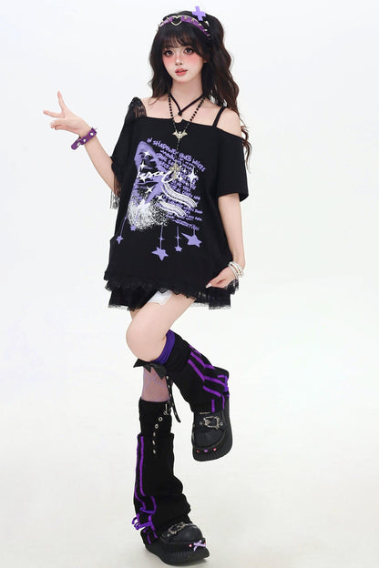 アジアンワンショルダールーズTシャツ