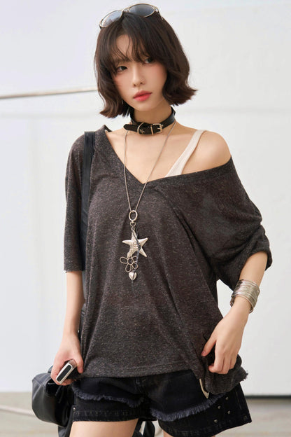 Loose Neck Design Top