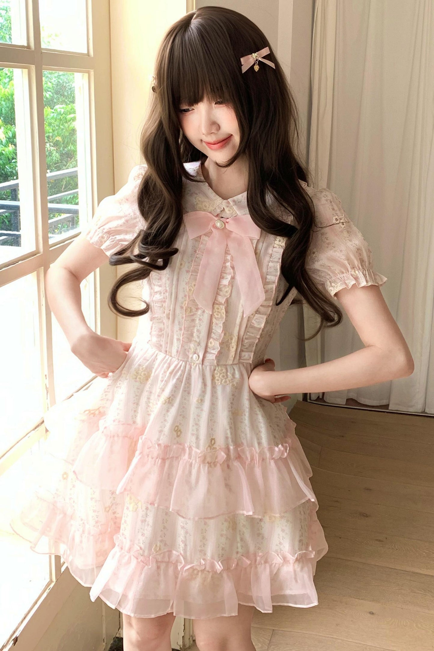Pink Floral Doll Collar Dress