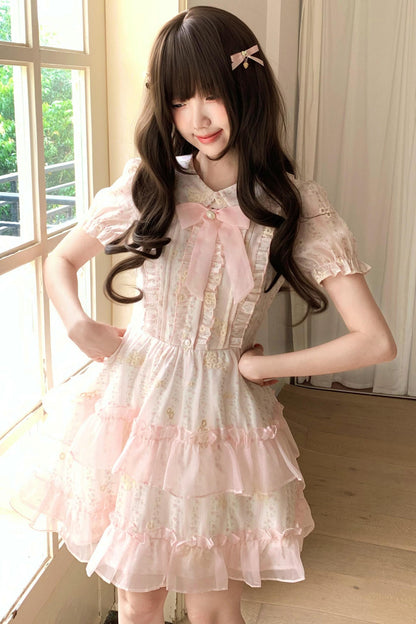 Pink Floral Doll Collar Dress