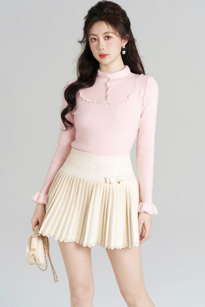 French Slim Stand Collar Top