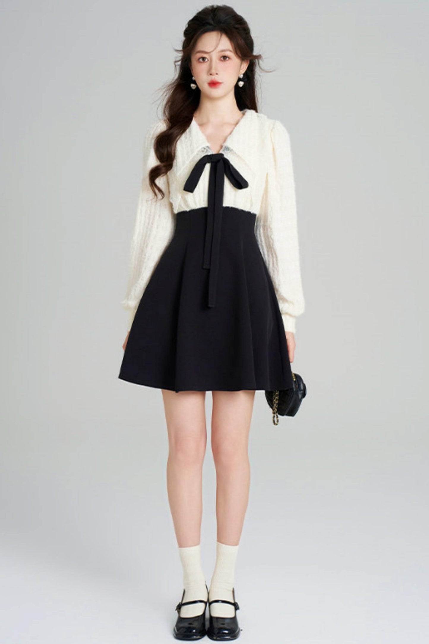 French Plush Patchwork Dress