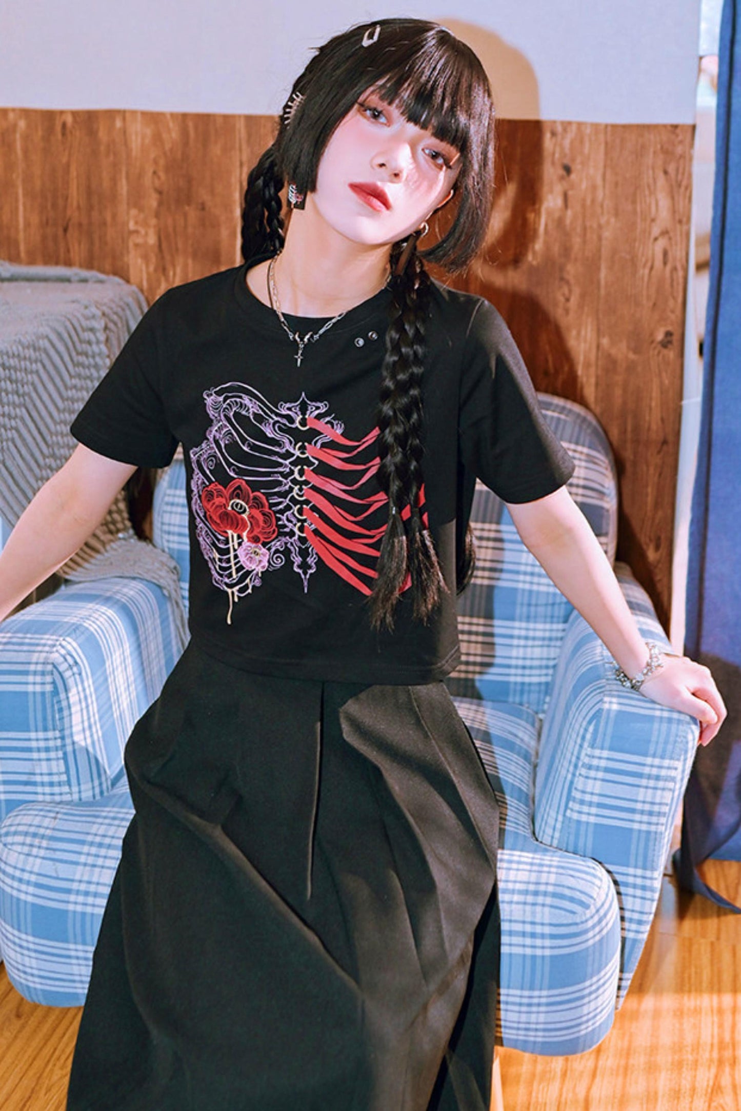 Dark Floral Printed Top