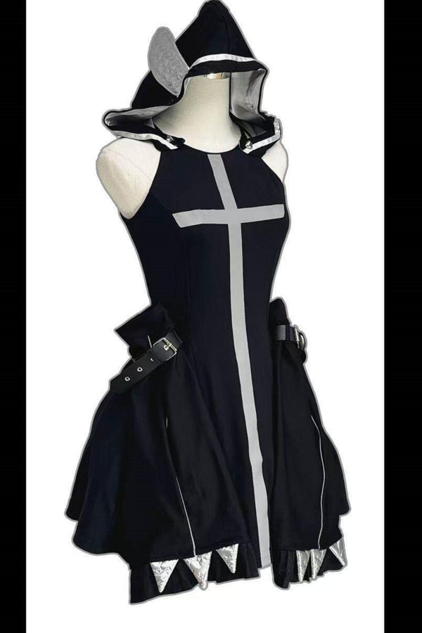 サイバーパンククロスメカニカルノースリーブドレスセット