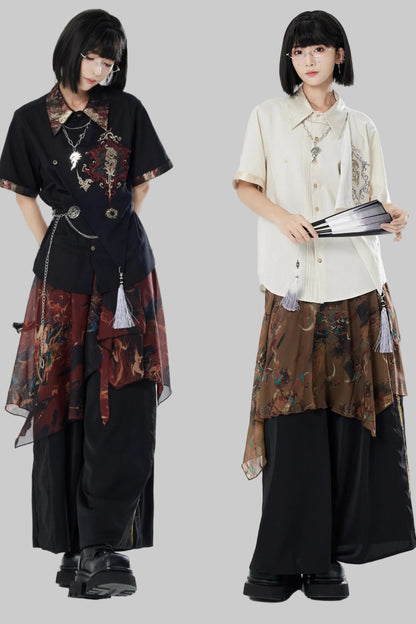 Chiffon Print Multiway Apron Skirt