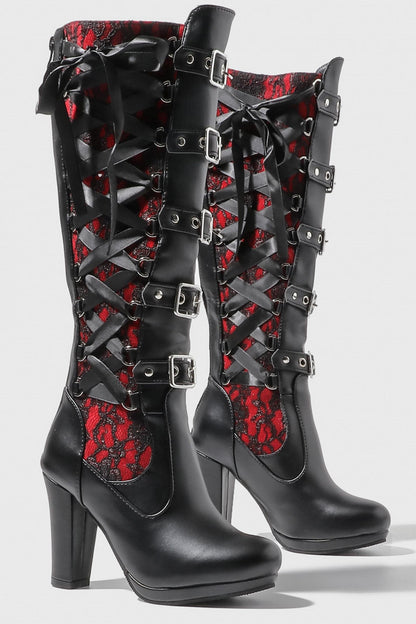 Gothic Lace-Up Long Boots