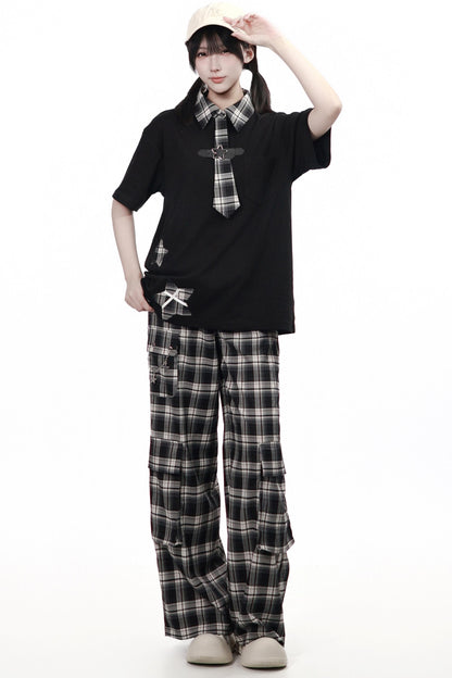 Plaid Necktie Subculture Uniform Set