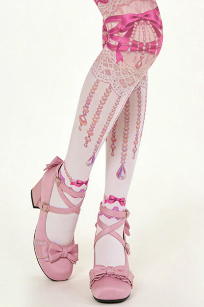 Princess Ribbon Jewel Garter Style Lolita Tights