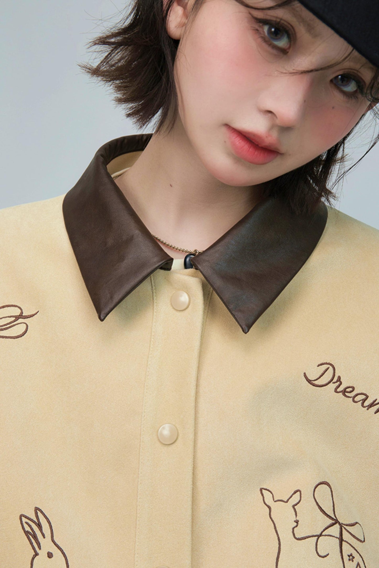 ウィートベージュエンブロイダージャケットセットアップ