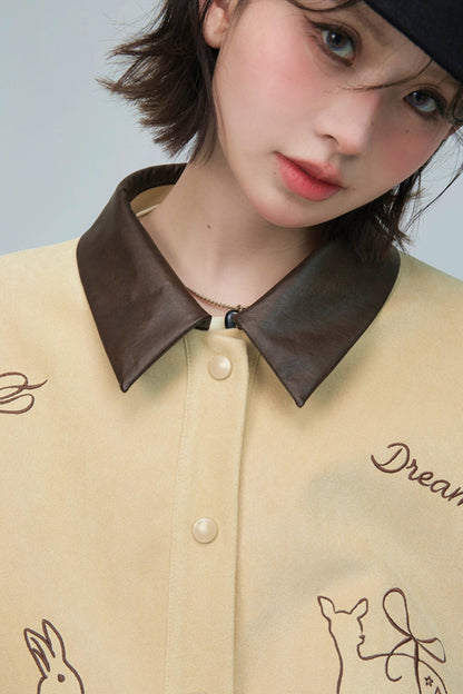 ウィートベージュエンブロイダージャケットセットアップ