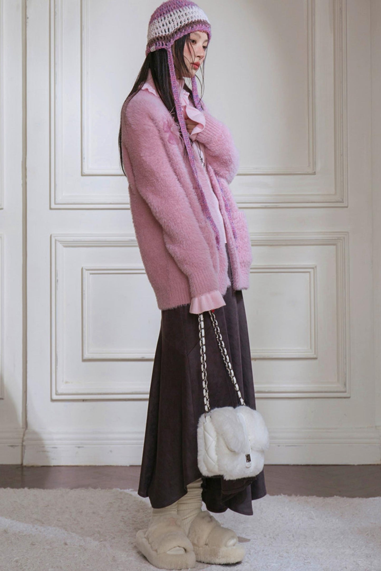 Pink Feather Floral Cardigan