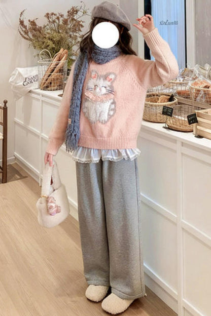 Sweet Fleece-Lined Wide Leg Pants