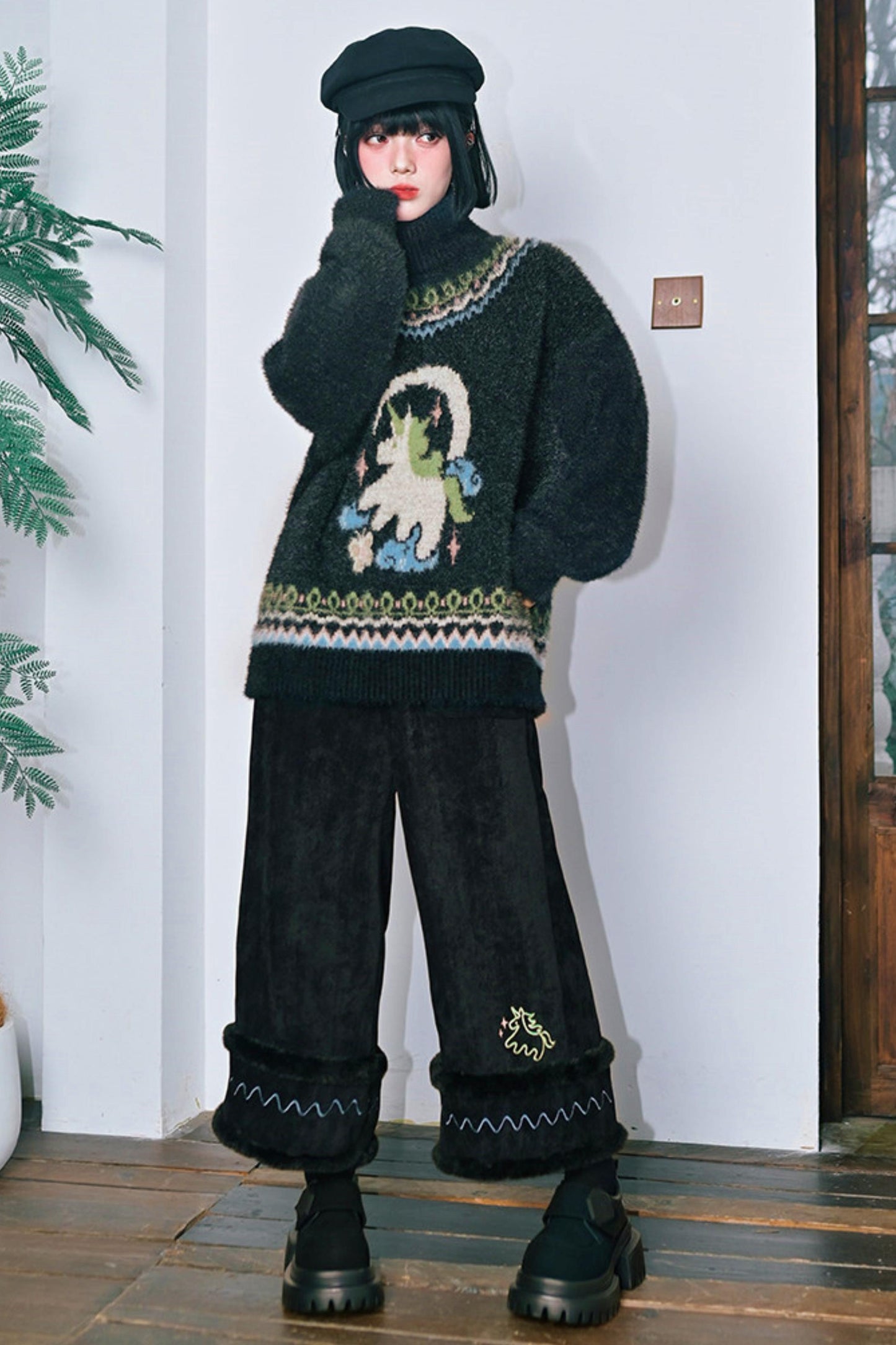 モードエンブロイダードシェニールパンツ