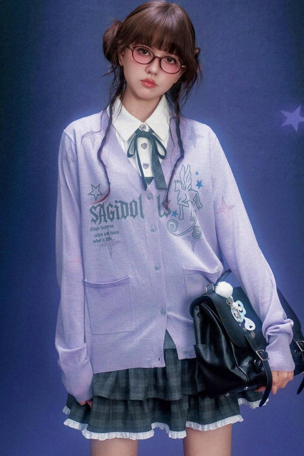 セレスティアルライトパープルニットカーディガン