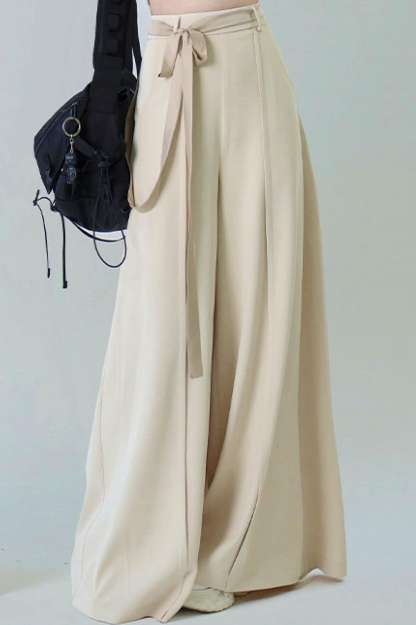 [Pre-order] Black/Beige/Gray Cyber Chinese-Style Wide-Leg Pants