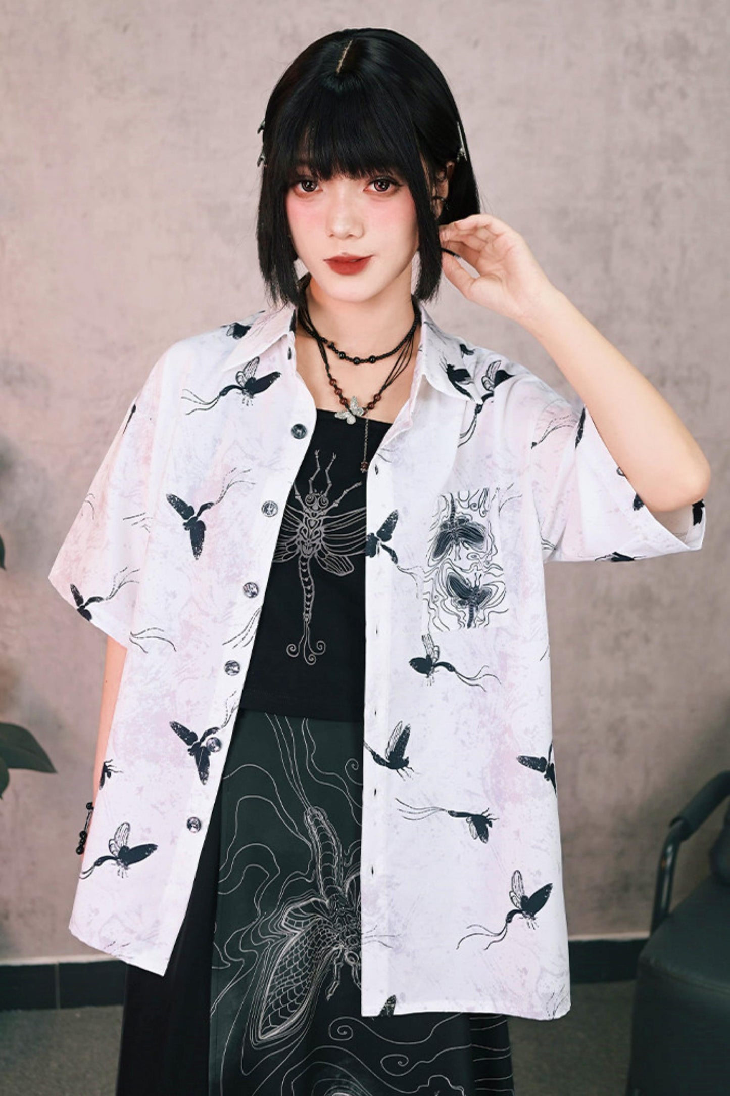 Short-Sleeved Eternity Print Top