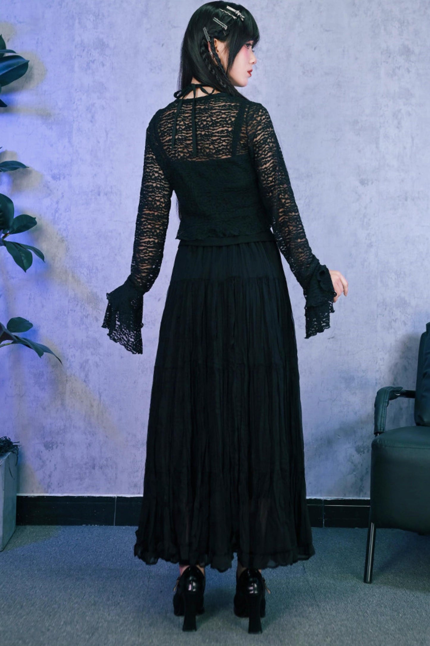 Gothic Chiffon Long Skirt