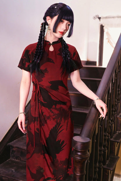 Abito Cheongsam Rosso e Nero