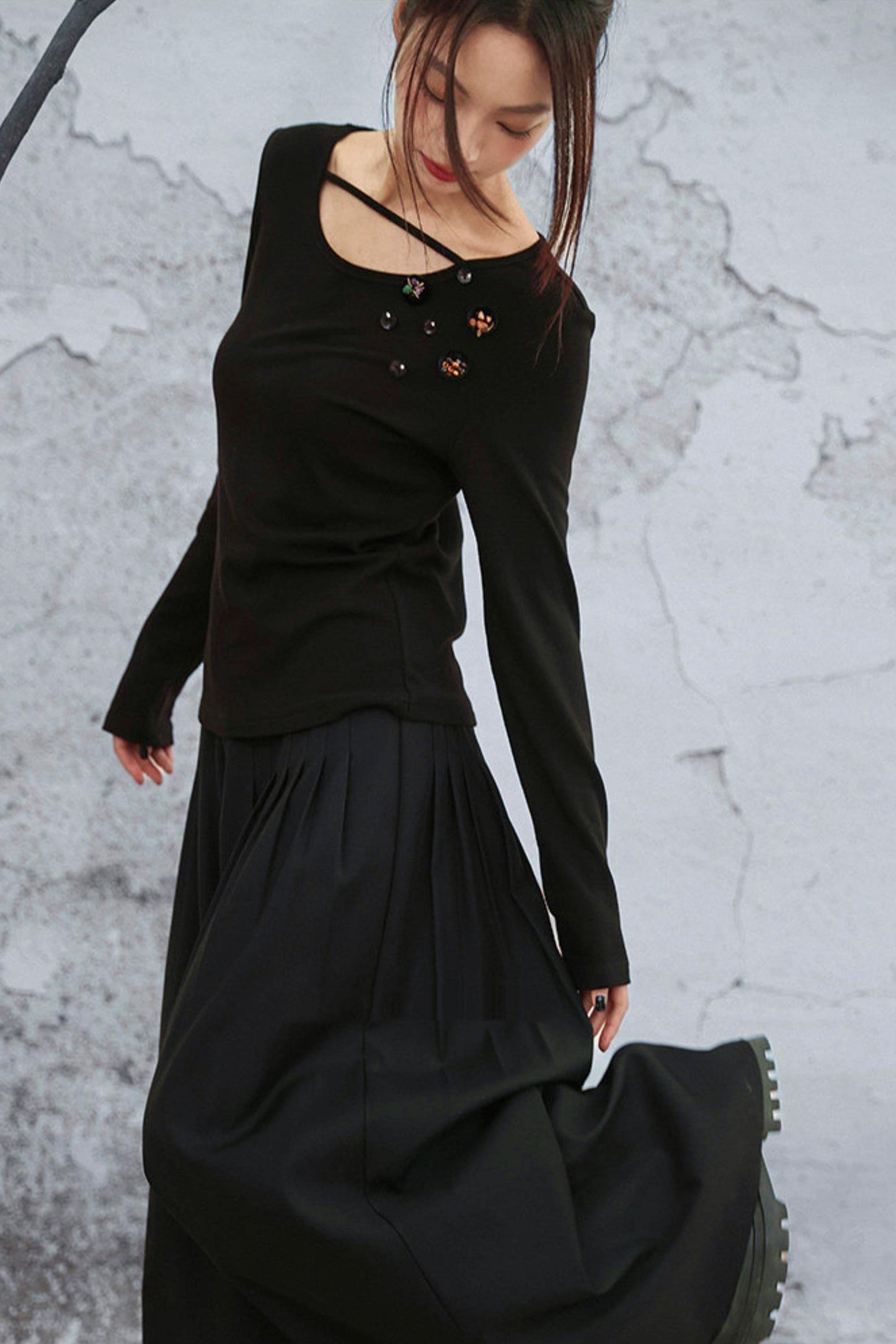 ダークモードワイドレッグパンツ