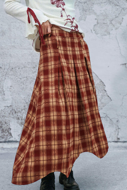 ダブルウエスティッドプラッドスカート