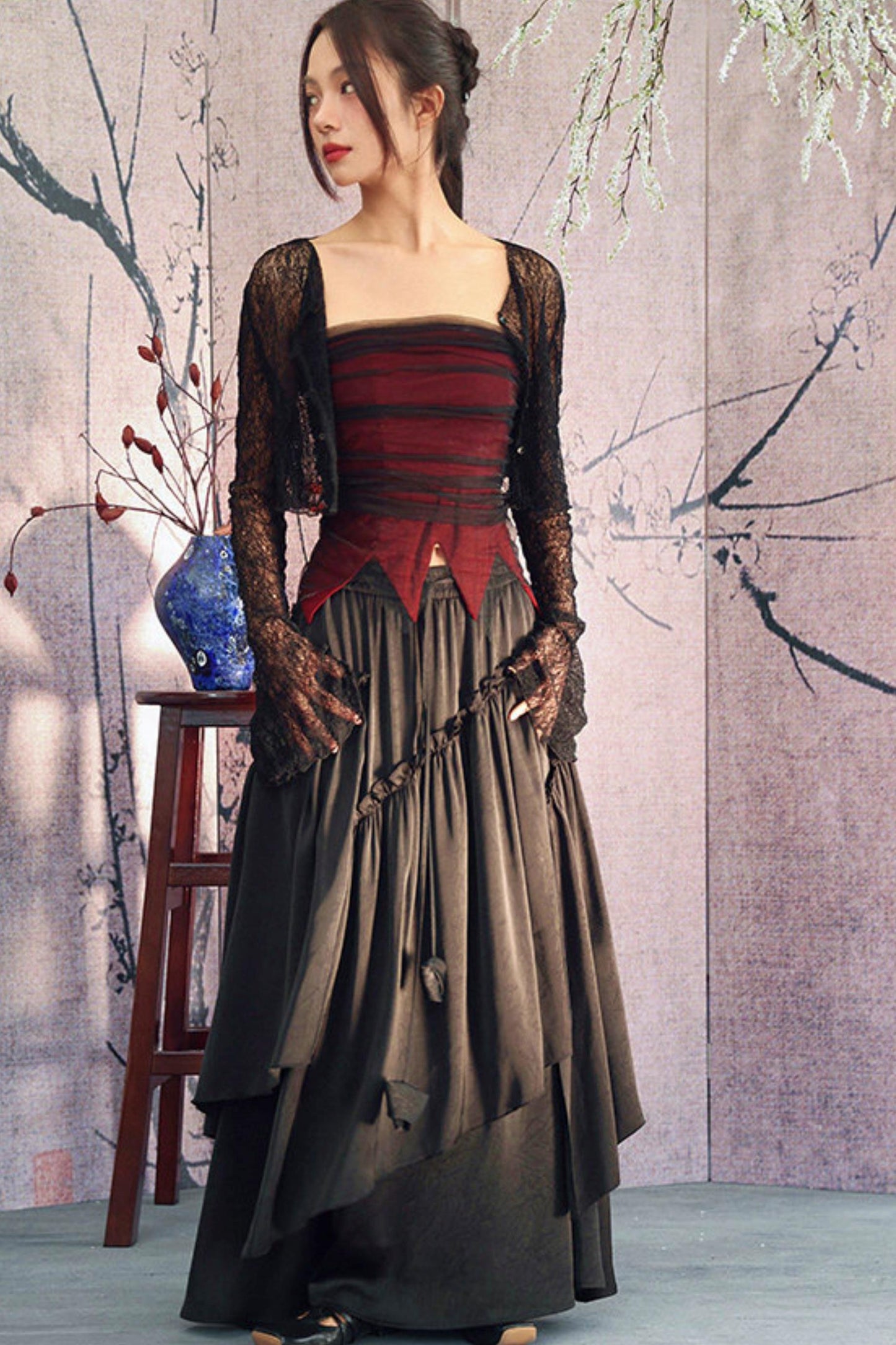 Dark Romantic Satin Skirt