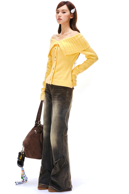 Off-Shoulder Knit Sweater