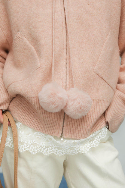 キャラメルファーカラーカーディガン