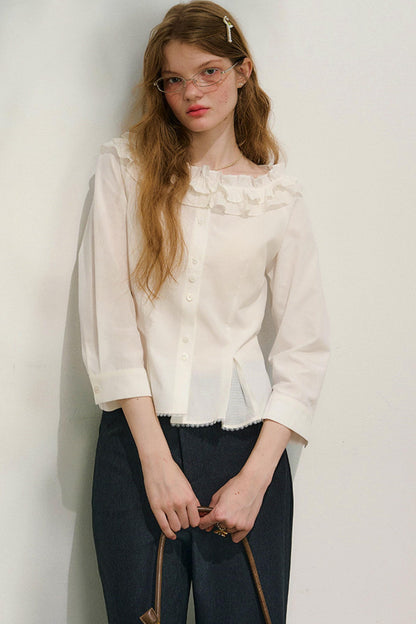 러브 프릴 레이스 블라우스