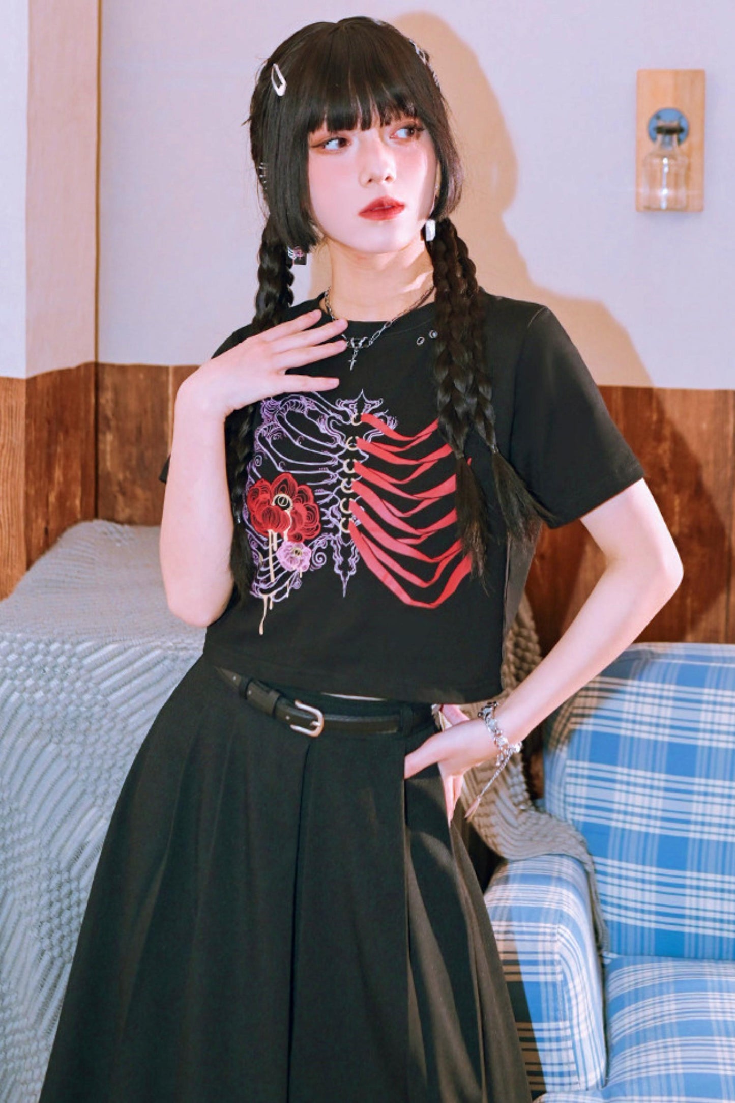 Dark Floral Printed Top