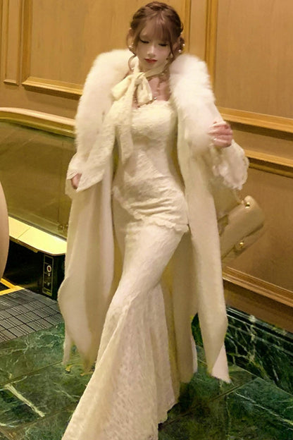 フレンチスタイルレースマーメイドドレス