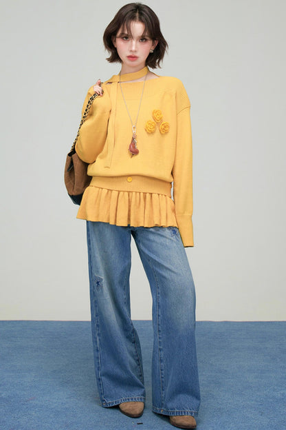 レトロポイントフラワーニット