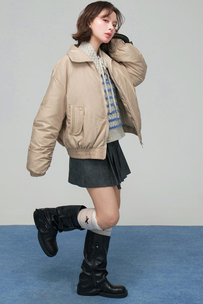 サテンコクーンダウンジャケット