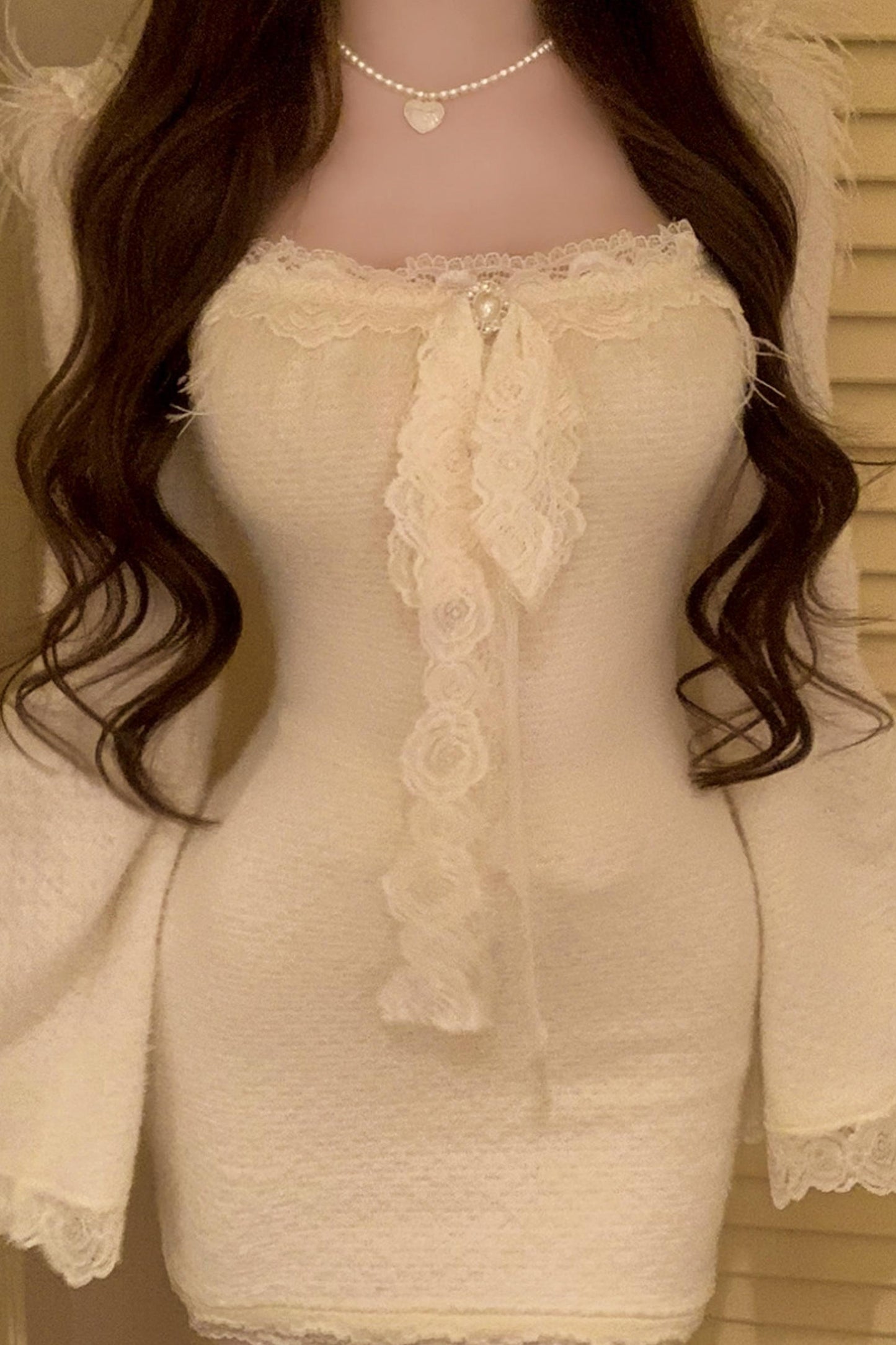 フレンチスイートスリムレースドレス