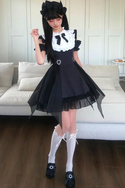 Vestido de hombros descubiertos luna oscura estilo jirai