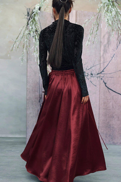 Schwarzes florales transparentes Rüschen-Oberteil im dunklen Mode-Stil