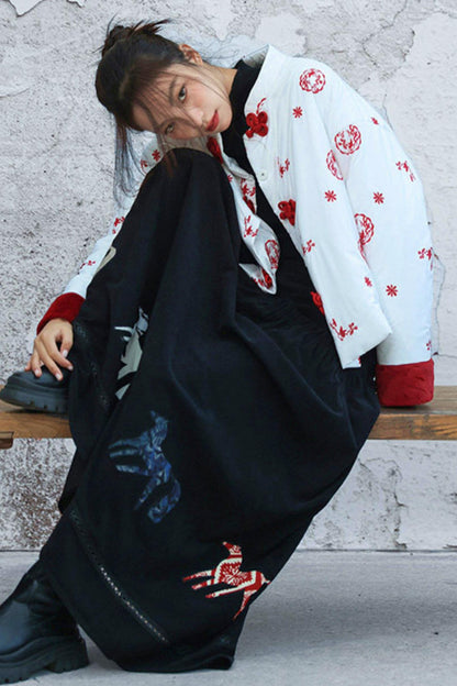 Embroidered Color Blocking Quilted Jacket