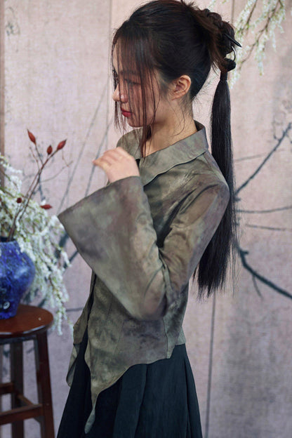 Vintage Green Chinese-Style Blouse