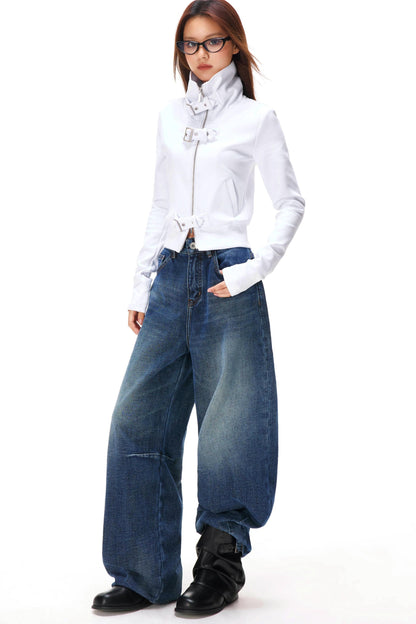 サイバーパンクスリムフィットジップトップス