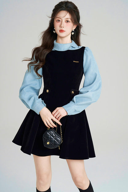 Spliced Velvet Hepburn Dress