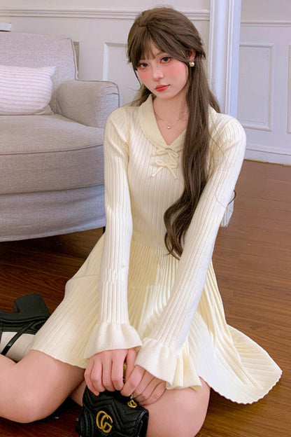 プリーツスイートニットドレス