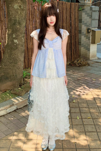 Jacaranda Lace Trim Top + Skirt